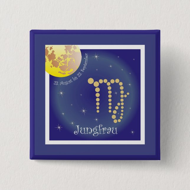 Jungfrau 23. August bis 23. September Buttons Knapp (Framsida)