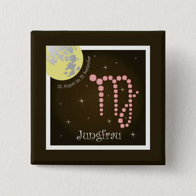 Jungfrau 23. August bis 23. September Buttons Knapp (Framsida)