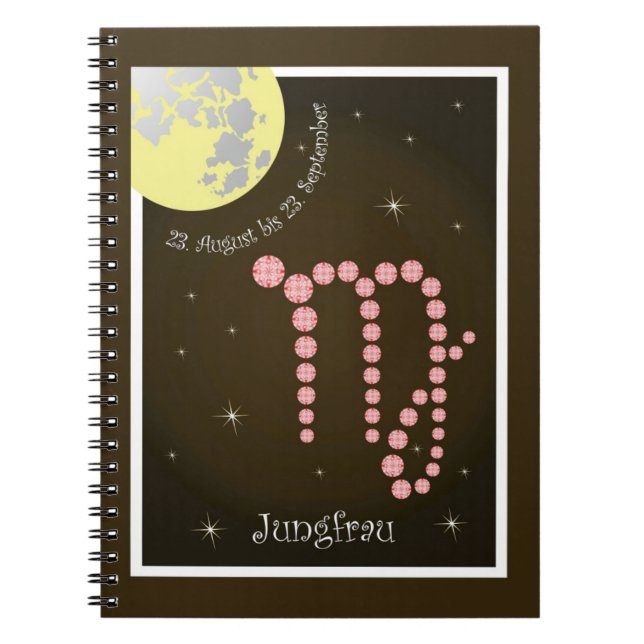 Jungfrau 23. August bis 23. September Notizheft Anteckningsbok Med Spiral (Framsidan)