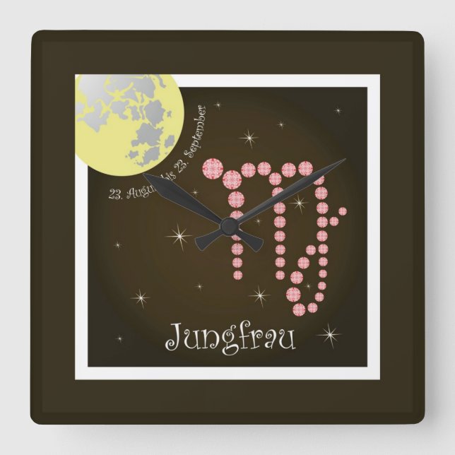 Jungfrau 23. August bis 23. September Uhr Fyrkantig Klocka (Framsida)