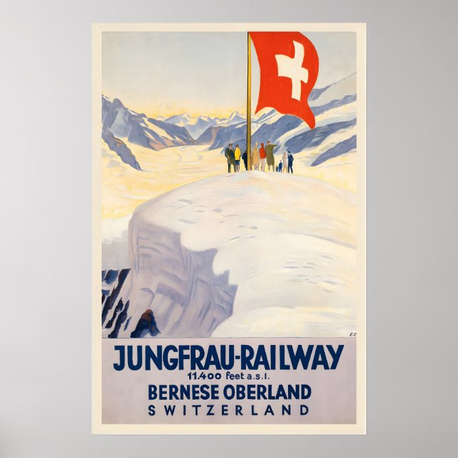 Jungfrau järnväg Bernese Oberland Schweiz Poster (Framsidan)