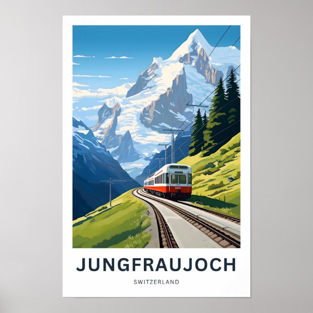 Jungfraujoch Schweiz Travel Skriv ut Poster (Framsidan)