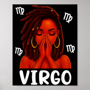 Jungfru Locd Svart Kvinna Be Kristna Zodiak Födels Poster