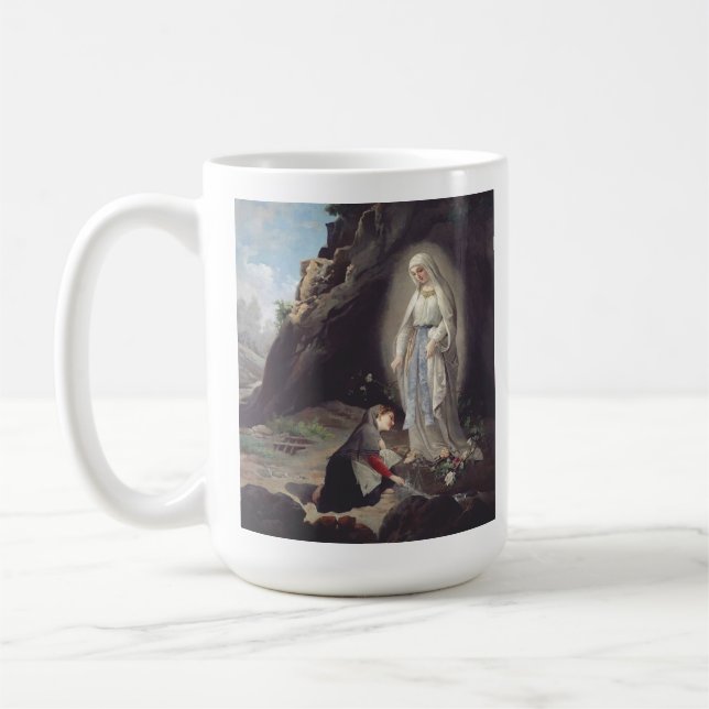 Jungfru Maria av Lourdes Kaffemugg (Vänster)