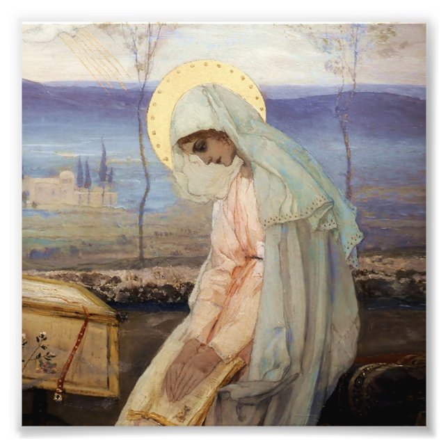 “Jungfru Maria” av Mikhail Nesterov Fototryck (Framsidan)