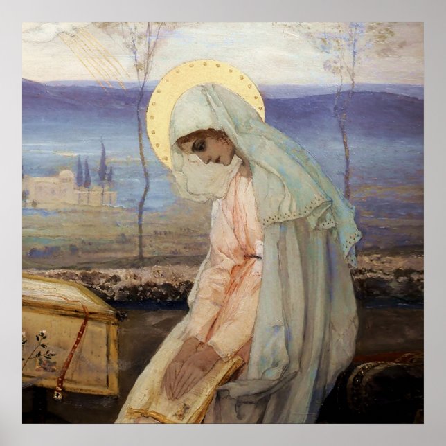 “Jungfru Maria” av Mikhail Nesterov Poster (Framsidan)
