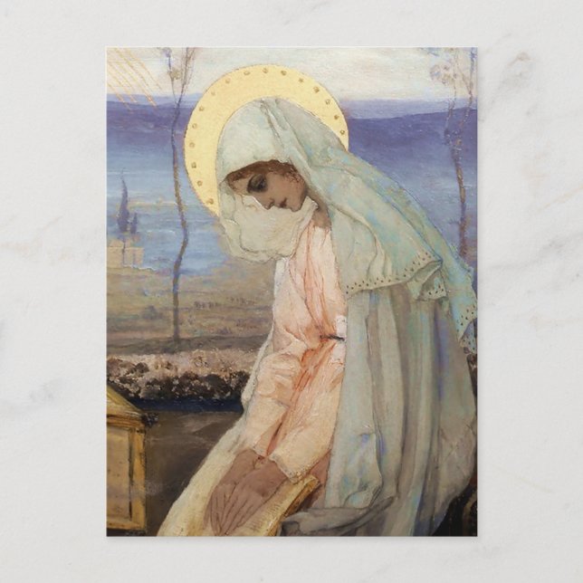 “Jungfru Maria” av Mikhail Nesterov Vykort (Framsida)