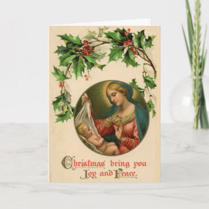 Jungfru Maria Baby Jesus Juliväxter Religiös Helgkort