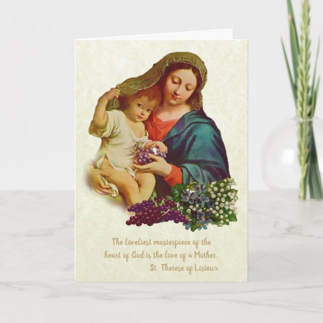 Jungfru Maria Baby Jesus Religiösa Mödras Citat Kort (Framsida)