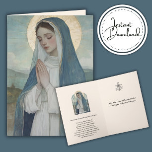 Jungfru Maria Bedjande Religiös Katolsk Kort