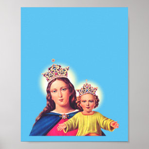 Jungfru Maria drottning med Jesus Poster
