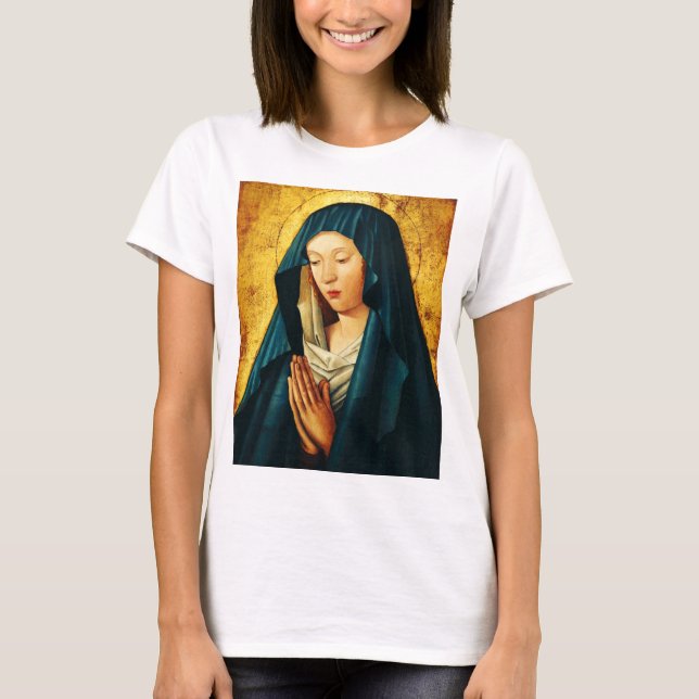 Jungfru Maria Hodegetria Bysantinsk Katolsk Ikon K T Shirt (Framsida)