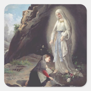 Jungfru Maria i Lourdes Fyrkantigt Klistermärke