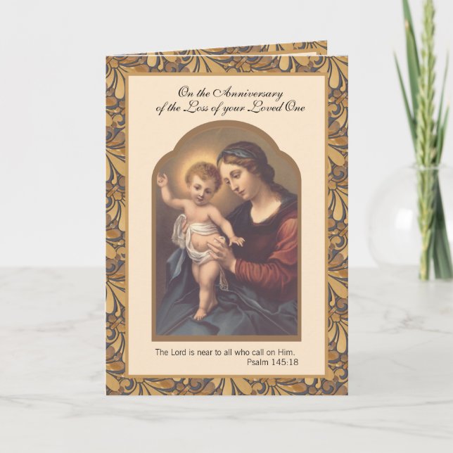Jungfru Maria Jesus årsdag för bortgång Kort (Framsida)