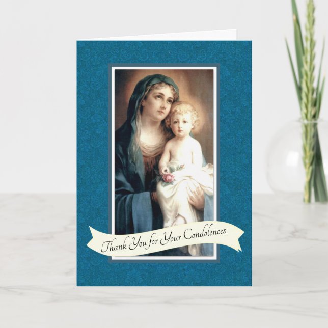 Jungfru Maria Jesus Katolsk Kondoleans Tack Kort (Framsida)
