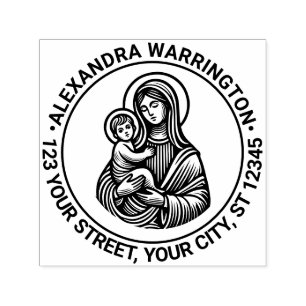 Jungfru Maria Jesusbarn #2 Namn Returadress Självfärgande Stämpel