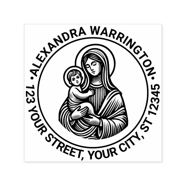 Jungfru Maria Jesusbarn #2 Namn Returadress Självfärgande Stämpel (Design)