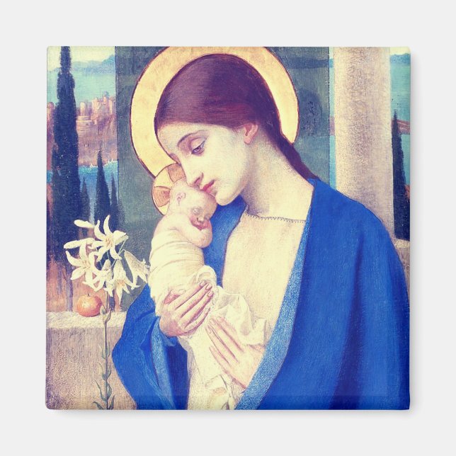 Jungfru Maria & Jesusbarnet Renässans Nåde Magnet (Framsidan)