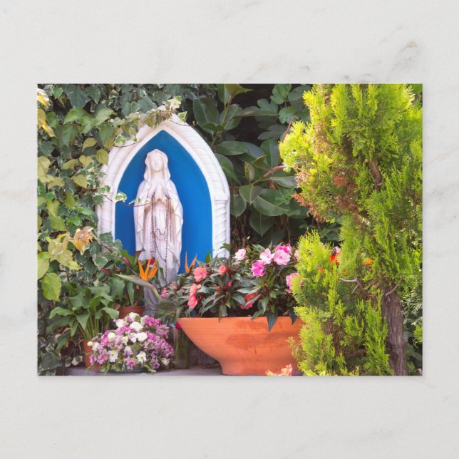 Jungfru Maria med blommor Capri Italien vykort (Framsida)