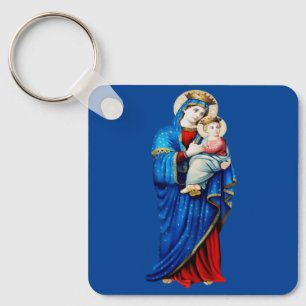 Jungfru Maria med Jesusbarnet Nyckelring