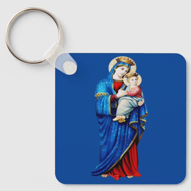 Jungfru Maria med Jesusbarnet Nyckelring (Framsida)
