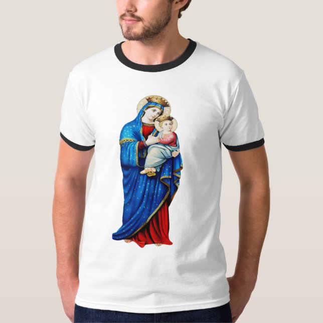 Jungfru Maria med Jesusbarnet T Shirt (Framsida)