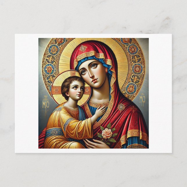 Jungfru Maria med Jesusbarnet Vykort (Framsida)