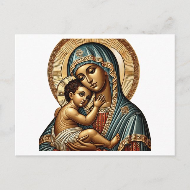 Jungfru Maria med Jesusbarnet Vykort (Framsida)
