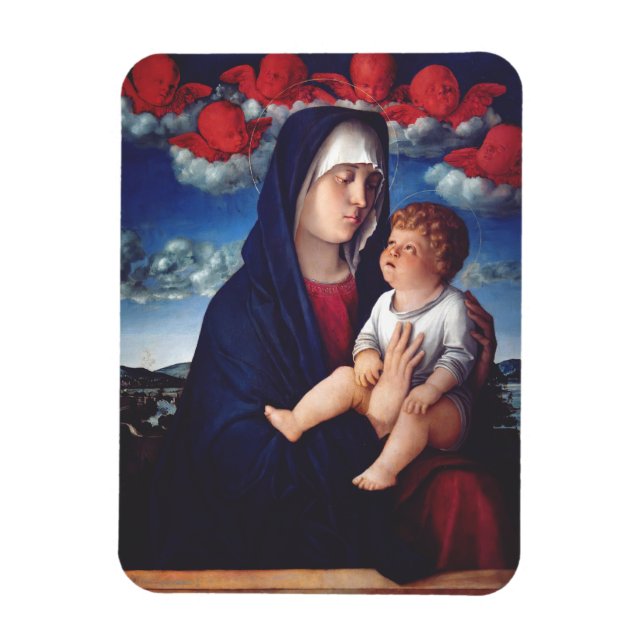 Jungfru Maria och barn Klassisk religiös konst Magnet (Vertikal)