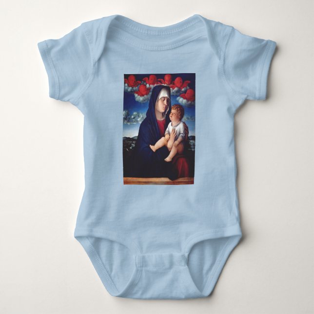 Jungfru Maria och barn Klassisk religiös konst T Shirt (Framsida)