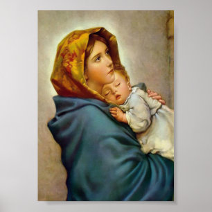 Jungfru Maria och barn Madonnan på gatorna Poster