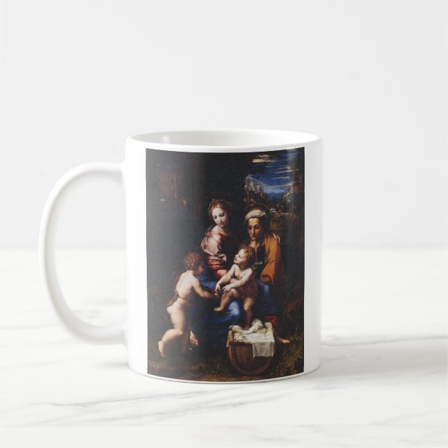 Jungfru Maria och barn med Johannes döparen Kaffemugg (Vänster)