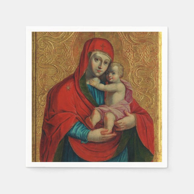 Jungfru Maria och Jesusbarnet av Jan Rombauer Pappersservett (Framsidan)