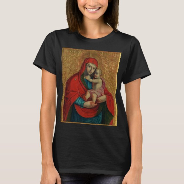 Jungfru Maria och Jesusbarnet av Jan Rombauer T Shirt (Framsida)
