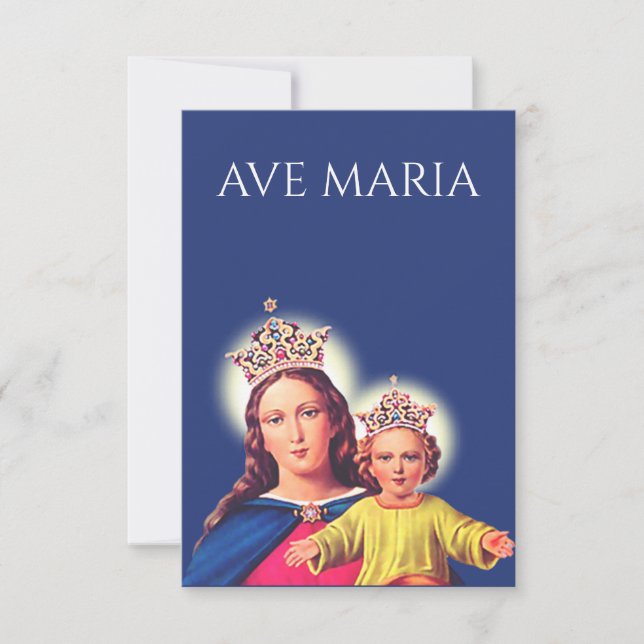 Jungfru Maria och Jesusbarnet Heligt kort | Ave Ma (Framsida)