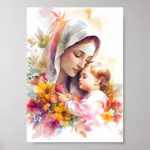 Jungfru Maria och Jesusbarnet Madonna Saliga Moder Poster