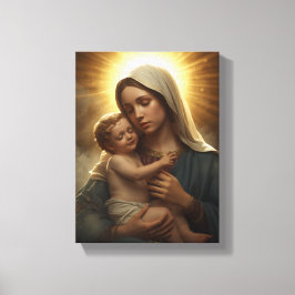 Jungfru Maria och Jesusbarnet Sträckt Canvastryck