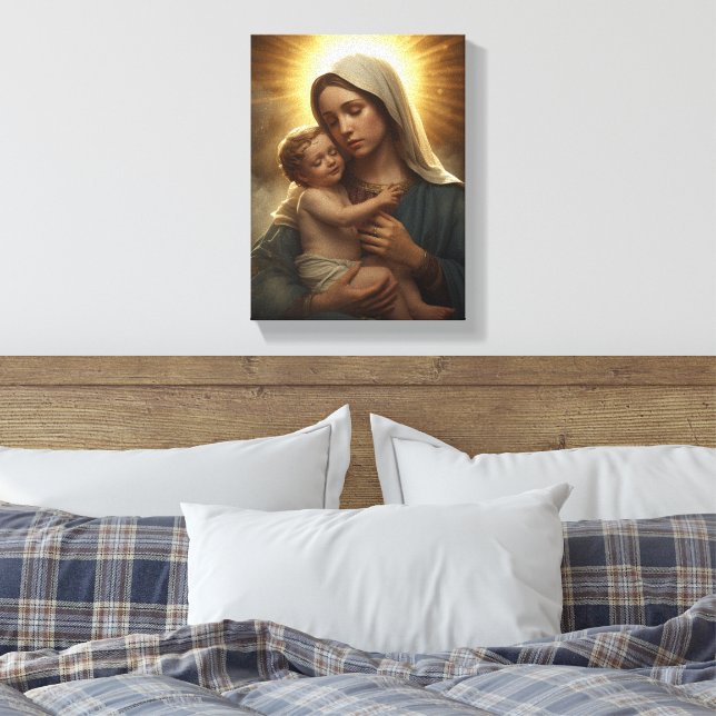 Jungfru Maria och Jesusbarnet Sträckt Canvastryck (Insitu (sovrum))