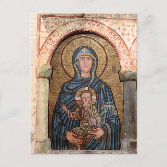 Jungfru Maria och Jesusmosaik Vykort (Framsida)