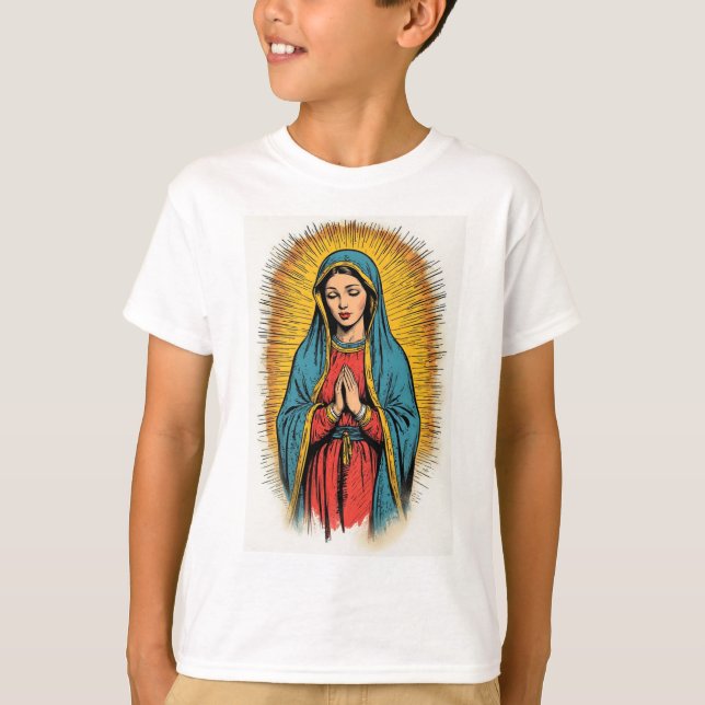 Jungfru Maria Retro Barn T-Shirt (Framsida)