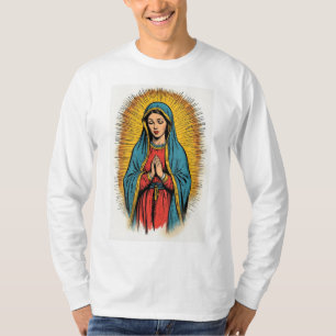 Jungfru Maria Retro herr långärmad t-shirt