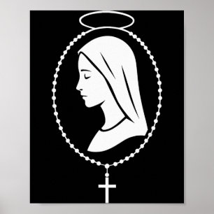Jungfru Maria Rosenkrans - katolsk kristen bönekon Poster
