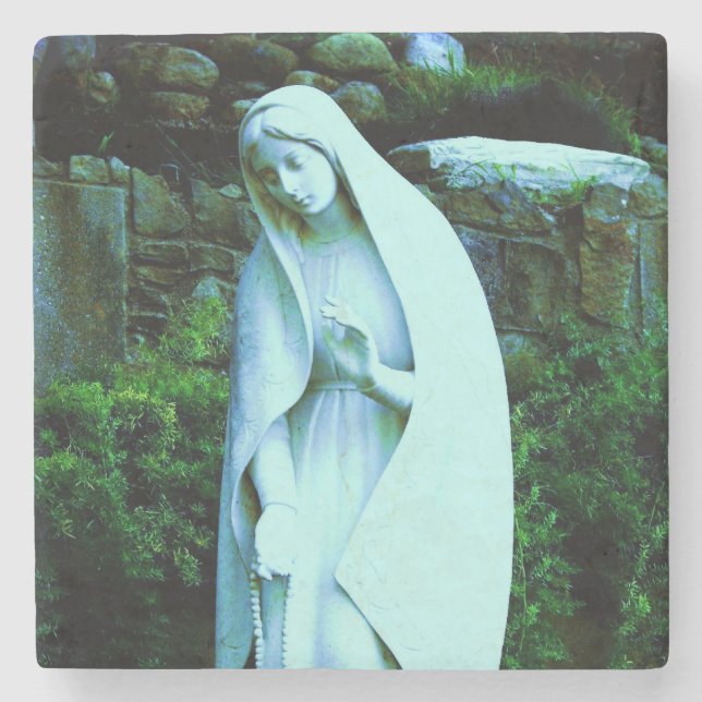 Jungfru Maria-staty blå Stenunderlägg (Framsidan)
