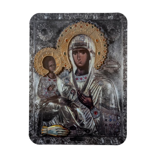 Jungfru Maria Trehandaikon Religiös Magnet (Vertikal)