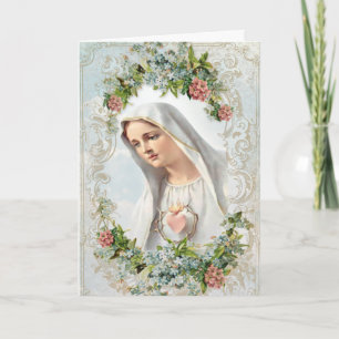 Jungfru Maria Vår Fru av Fatima religiös blomma Kort