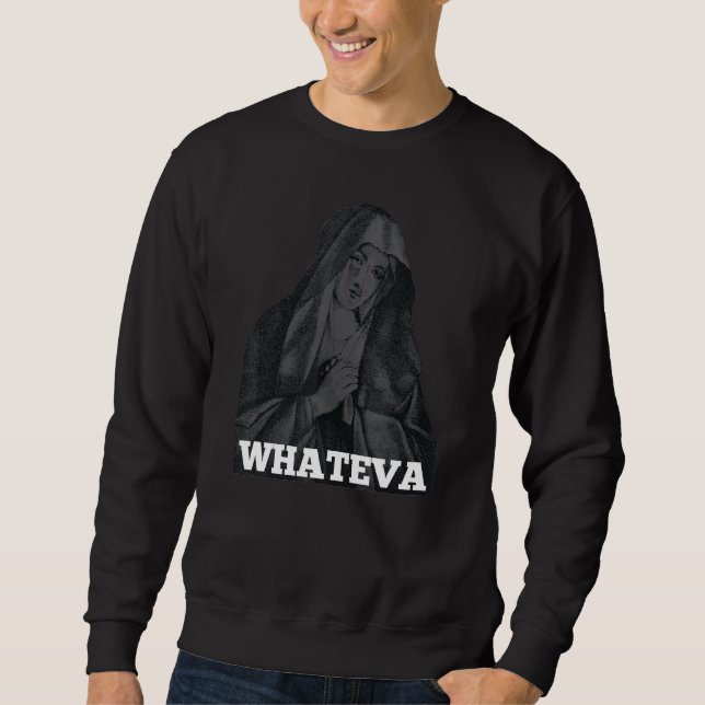 Jungfru Maria Whateva Jesu mor-design Lång Ärmad Tröja (Framsida)