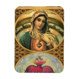 Jungfru Mary och Jesus Helig hjärta Magnet