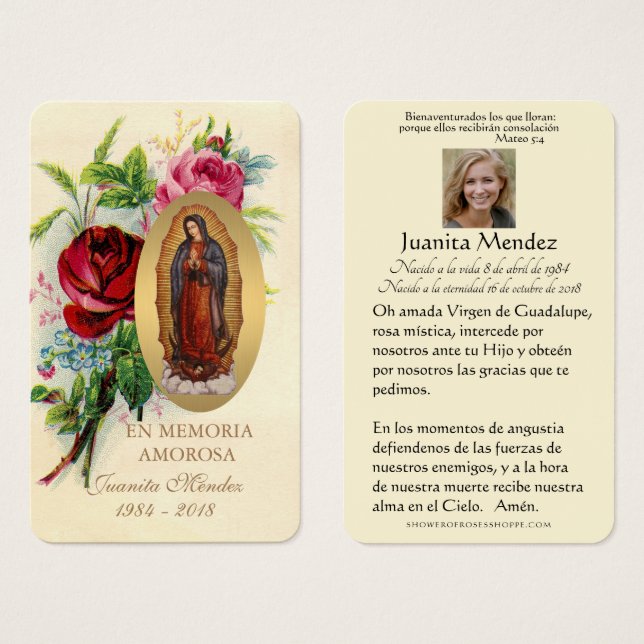 Jungfru Mary Ro Religiösa Prayer Card Visitkort (Framsida & baksida)