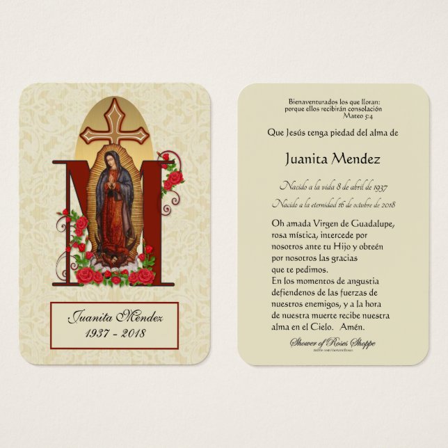 Jungfru Mary Ro Religiösa Prayer Card Visitkort (Framsida & baksida)