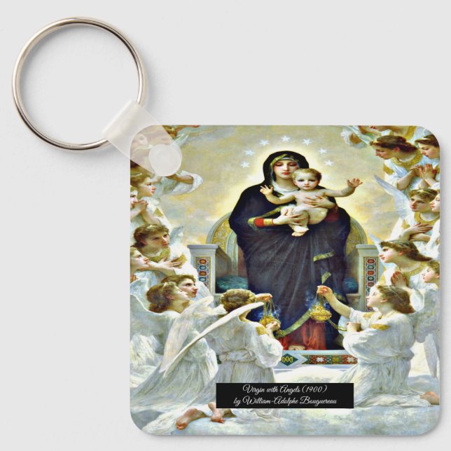 Jungfru med änglar Bouguereau  Nyckelring (Framsida)